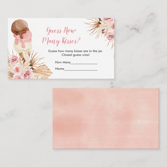 Cartão De Informações Sorvete Bohemian Pampas Grava Quantos Beijos (Frente/Verso)