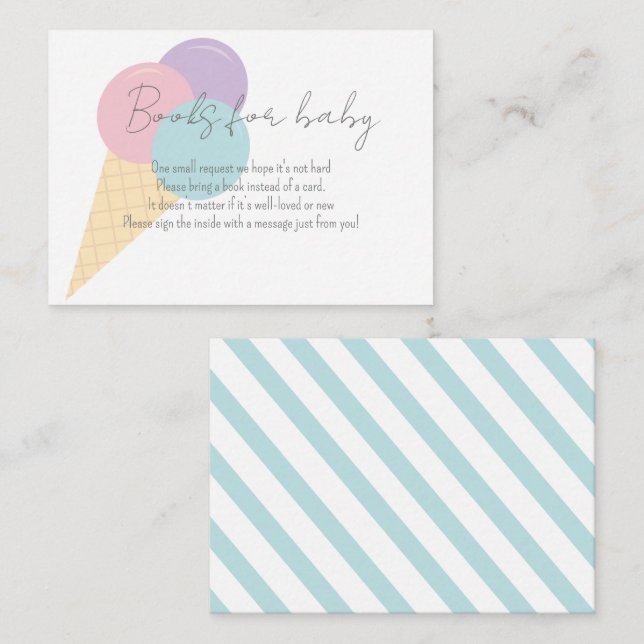 Cartão De Informações Sorvete Scoop Confetti Livros Para Chá de fraldas (Frente/Verso)