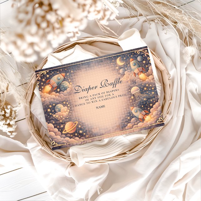 Cartão De Informações Space Rockets Stars Diapper Raffle (Criador carregado)