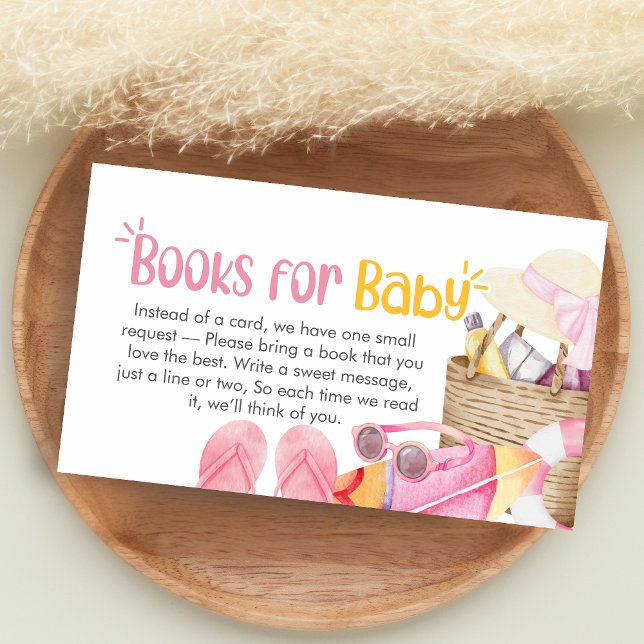 Cartão De Informações Splish Splash Summer Baby Shower Books for Baby (Pink Splish Splash Baby Shower Books for Baby)