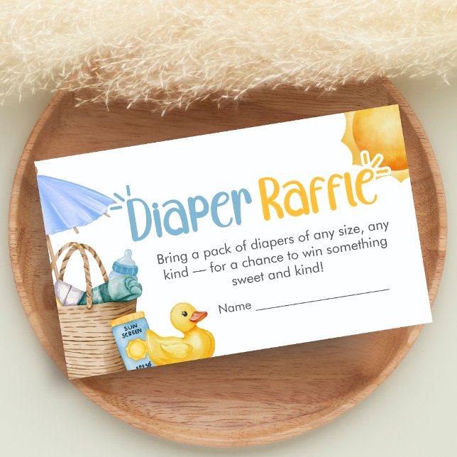 Cartão De Informações Splish Splash Summer Baby Shower Diaper Raffle (Blue Splish Splash Baby Shower Diaper Raffle)