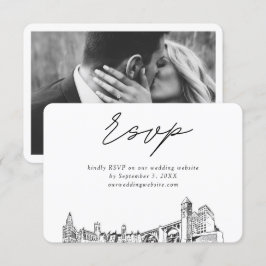 Cartão De Informações Spokane Wedding Minimalist Sketch RSVP