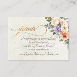 Cartão De Informações Spring Floral, QR Code - Cream