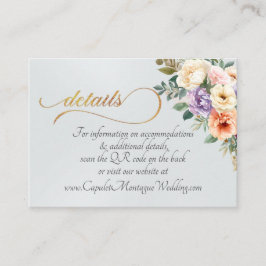 Cartão De Informações Spring Floral, QR Code - Pearl White