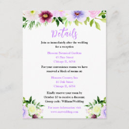 Cartão De Informações Spring Purple Flowers with Foliage