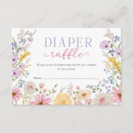 Cartão De Informações Spring Wildflowers Baby in Bloom Diaper Raffle