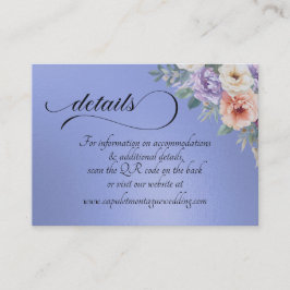 Cartão De Informações Spring Wildflowers, QR Code - Blue