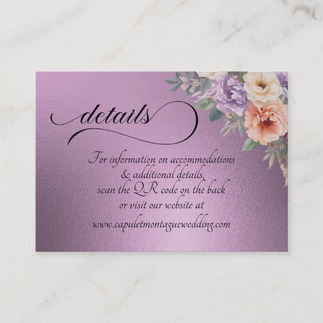 Cartão De Informações Spring Wildflowers, QR Code - Lavender (Frente)