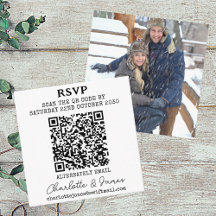 Sr. e Sra. Photo Elegant Script QR Code RSVP