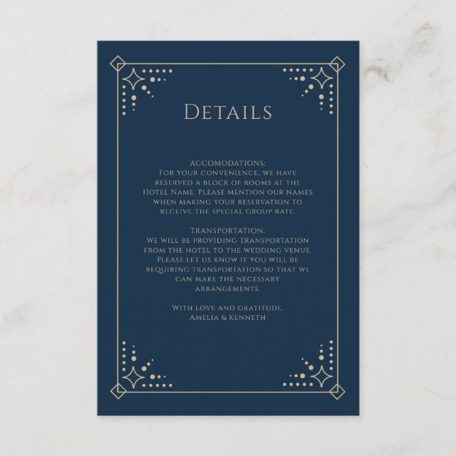 Cartão De Informações Stardust Monograma Wedding (Frente)