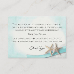 Cartão De Informações Starfish e Lace Vintage Beach Wishing well