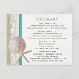 Cartão De Informações Starfish e Sand Dollar Teal Ocean Romance