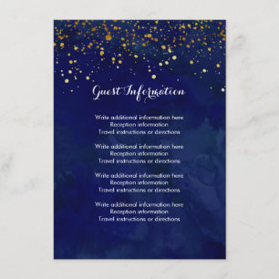 Cartão De Informações Starry Night Marinho e Faux Dourado Glitter