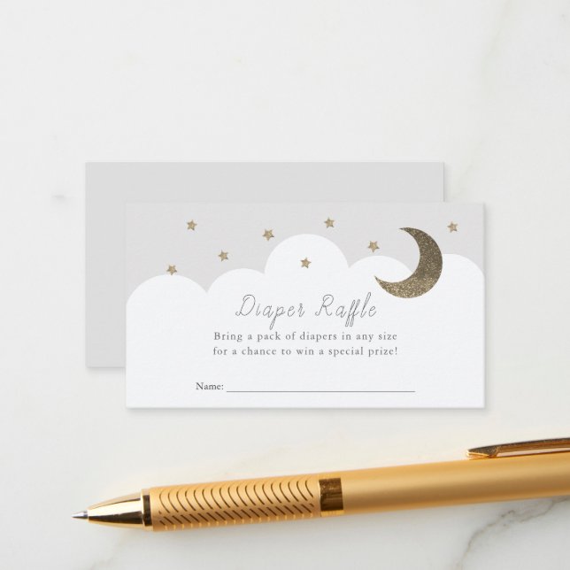 Cartão De Informações Stars Moon & Clouds Fralda Raffle Ticket (Frente/Verso In Situ)