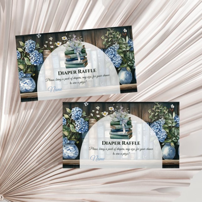 Cartão De Informações Storybook Blue Boy Library Book Baby Shower Diaper (Criador carregado)