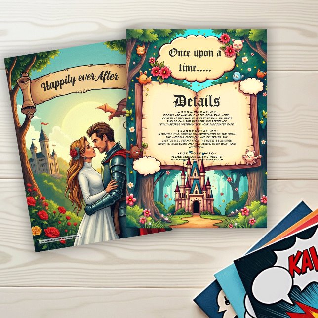Cartão De Informações Storybook Forest Woodland Castle Fairytale Wedding (Criador carregado)