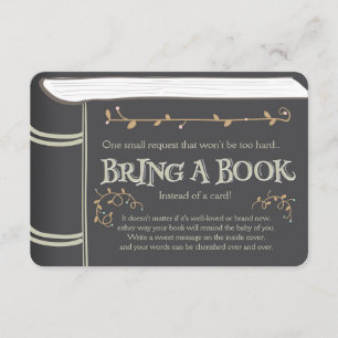 Cartão De Informações Storybook Traga o Chá de fraldas Vintage Brown