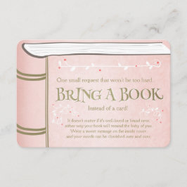 Cartão De Informações Storybook Traga um livro, Vintage Pink e Dourado