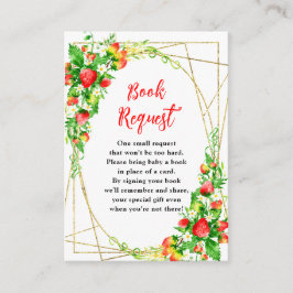 Cartão De Informações Strawberries and Daisies Baby Shower Book Request