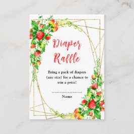 Cartão De Informações Strawberries and Daisies Baby Shower Diaper Raffle