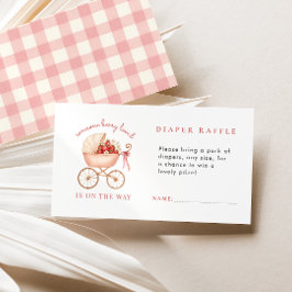 Cartão De Informações Strawberry Berry Amava a Fralda Raffle Chá de fral