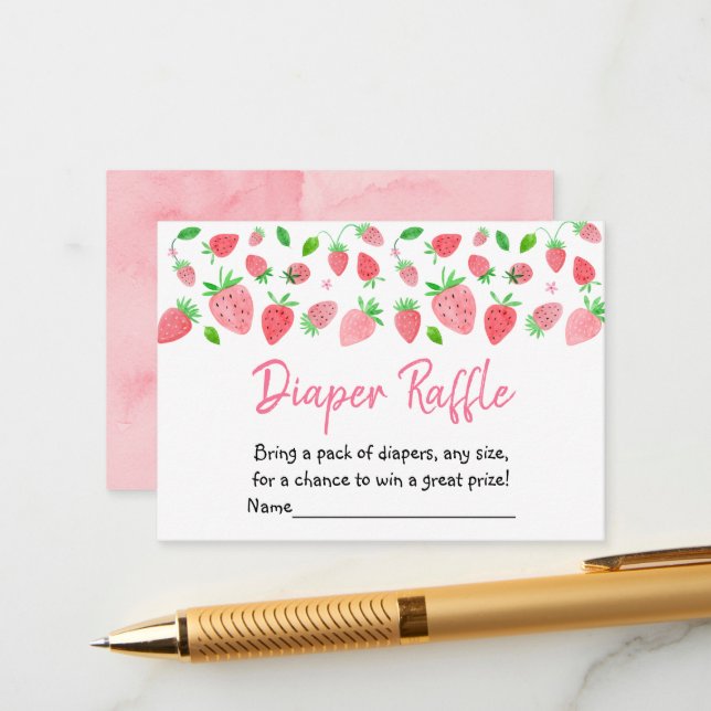 Cartão De Informações Strawberry Berry Sweet Fralda Raffle (Frente/Verso In Situ)