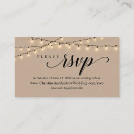 Cartão De Informações String Lights Kraft, placa de gabinete de resposta