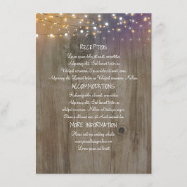Cartão De Informações String Lights Wood Rustic Wedation Information