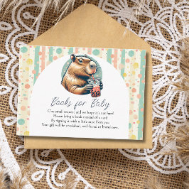 Cartão De Informações Striped Funny Capybara Baby Shower Books For Baby