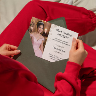 Cartão De Informações Stunning Brown Beige Leaf Minimalist Quinceanera