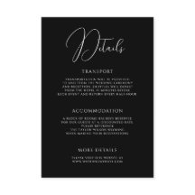 Stylish Modern Script Black Wedding Details
