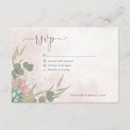 Cartão De Informações Succulent Green and Blush Reply Card
