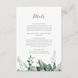 Cartão De Informações Succulent Greenery | Detalhes do Verde Sage