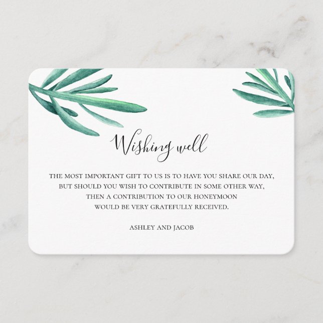 Cartão De Informações Suculen desejando bem. Casamento de verão. Inserir (Frente)