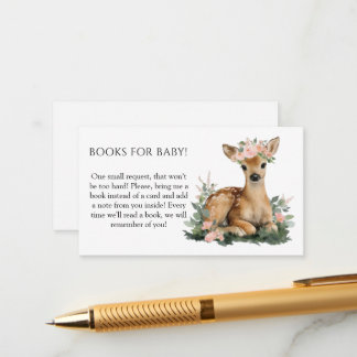 Cartão De Informações Summer Fawn Watercolor Baby Shower Books for Baby
