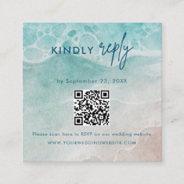 Cartão De Informações Summer Ocean Blue Beach Wedding RSVP Card