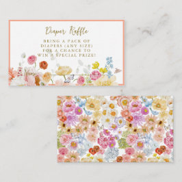 Cartão De Informações Summer Peach Floral Chá de fraldas Raffle