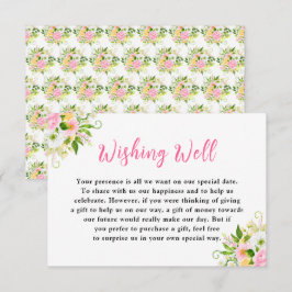 Cartão De Informações Summer Pink Yellow Floral Wedding Wishing Well