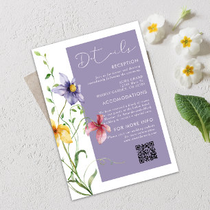 Cartão De Informações Summer Romantic Floral Meadow Na moda Wedding