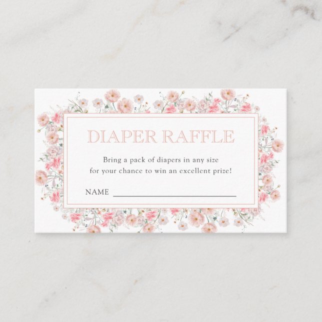 Cartão De Informações Summer Wildflower Baby Shower Diaper Raffle (Frente)