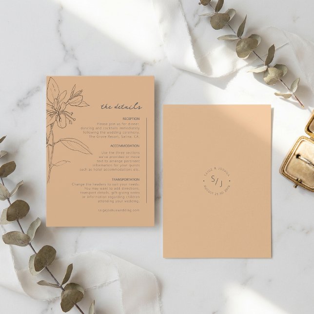 Cartão De Informações Sun-Washed Garden Wedding Details ID1283 (Criador carregado)