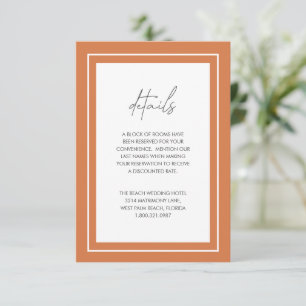 Cartão De Informações Sunset Orange Bold Border Modern Weding