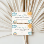 Cartão De Informações Sunshine Vem O Filho Fralda Raffle<br><div class="desc">Cartão de rifa para fralda de caligrafia elegante,  com brilho solar,  nuvens e design de arco-íris de cor aquática.</div>