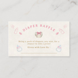 Cartão De Informações Sweet Pink Coquette Diaper Raffle Baby Shower