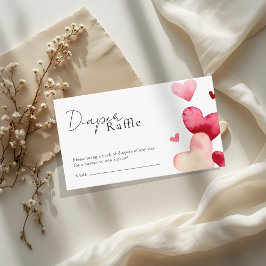 Cartão De Informações Sweet Red Hearts Baby Shower Diaper Raffle Ticket
