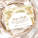 Cartão De Informações Sweet Safari Animals Diapper Raffle<br><div class="desc">A sweet storybook-style safari design featuring gentle watercolor baby animals including lions, giraffes, and elephants surrounded by soft jungle greenery and delicate botanical details. The warm neutral palette of cream, honey gold, and soft olive creates a timeless nature-inspired aesthetic, while the elegant arched layout leaves beautiful space for personalized event...</div>