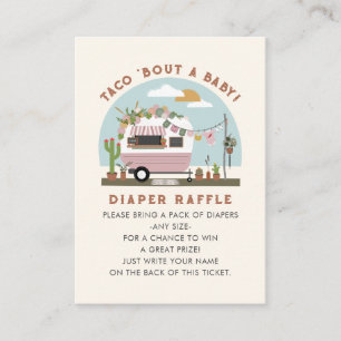 Cartão De Informações Taco Bout A Chá de fraldas Um Raffle Fralda Rosa