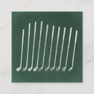 Cartão De Informações Tacos de golfe arte antiga de golfe estilo verde v