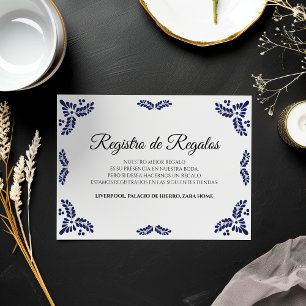 Cartão De Informações Talavera Preto Floral Minimalista Casamento Espanh