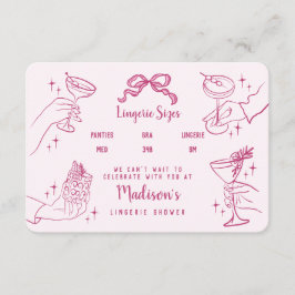Cartão De Informações Tamanhos de Lingerie do Coquetel Retro Cor-de-rosa